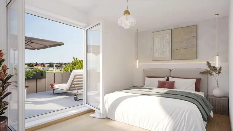 Erstbezug am Mühlwasser – 3-Zimmer-Dachgeschosswohnung mit ca. 17 m² Terrassen und großzügiger Wohnküche