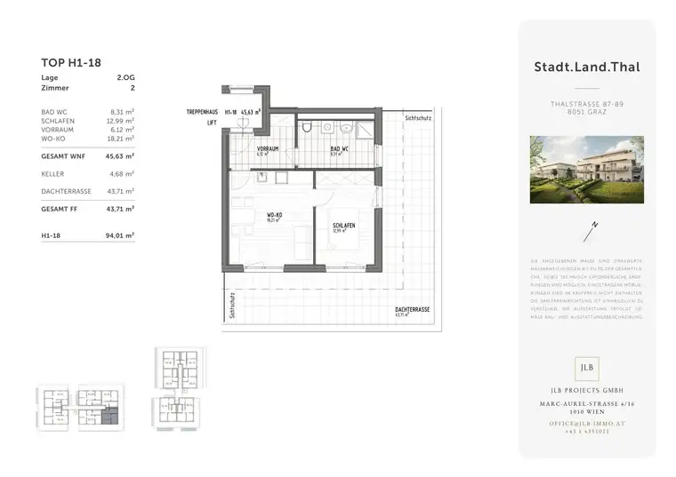 ERSTBEZUG: 2 Zimmer + 44 m² Dachterrasse | Graz-Gösting