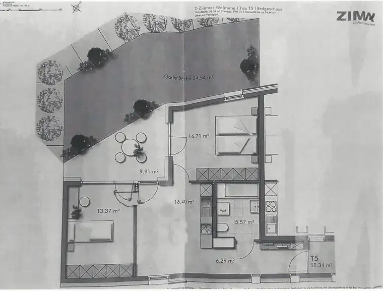 Drei Zimmerwohnung 58.34 m2