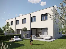 The Oasis! Wunderschönes Eckreihenhaus in Ödt, nahe dem Badesee: 5 Zimmer, Terrasse, Eigengarten, belagsfertig.