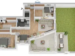 Perfekt eingeteilte Familienwohnung mit Garten