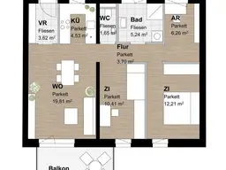 Geförderte Neubauwohnung mit Balkon und 3 Zimmern