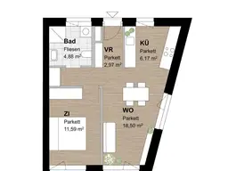 Moderne 2-Zimmer-Wohnung mit Einbauküche