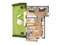 Hochwertige 3-Zimmer Neubau-Gartenwohnung mit Balkon (W08)