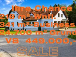 IHRE CHANCE - GASTRONOMIE 350 m² BUSINESS. GRUNDEIGENTUM 24.700 m². 218 m² WNFL. BESTANDSFREI.