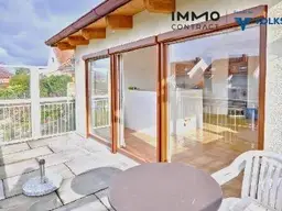 Sonnige, helle, zweigeschossige Terrassenwohnung mit zusätzlichem Balkon und Garten in Thermennähe