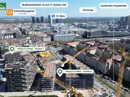 Neue Gründerzeit – Village im Dritten: 2-Zimmer-Wohnung mit Balkon in Schweizergarten-Nähe
