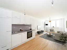 Sonnige 2-Zimmer-Dachgeschoßwohnung mit Terrasse -Erstbezug - zu mieten in 1020 Wien