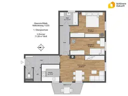 Günstige 3 Zimmerwohnung mit Balkon in Oberndorf/Melk