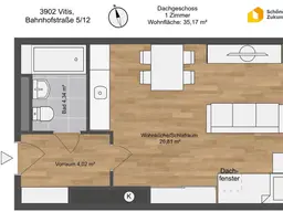 Günstige 1-Zimmerwohnung in Vitis