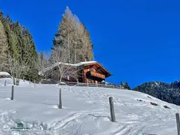 Skihütte mit Zu- und Abfahrt zur Piste