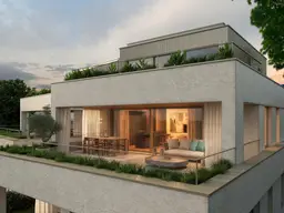 ERSTBEZUG IN RUHELAGE AIGEN: Großzügige Terrassenwohnung mit weitläufigen Freiflächen.