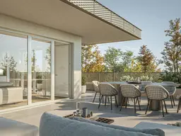 105 m² Dachterrasse für Ihr Leben im Freien – barrierefreie Komfortwohnung mit grünem Energiekonzept