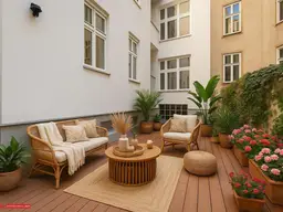 SERVITENVIERTEL - ERSTBEZUG - mediterane INNENHOFTERRASSE - HIGH END STILWOHNUNG - 95 m WFL - 4 Zimmer - 2 BÄDER - RENOVIERTES STILJUWEL
