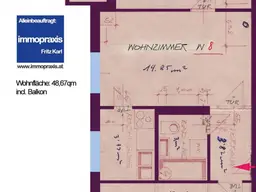 Anlegerwohnung für fleißige Handwerker, 49qm incl. Balkon 