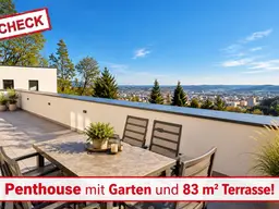 Fernsicht über Weiz! Penthouse-Maisonette mit 83 m² Dachterrasse und 270 m² Garten! In Sackgassenlage!