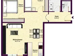Investoren aufgepasst: großzügige und gepflegte 3-Zimmer-Wohnung mit Wohnrecht