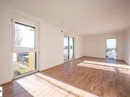 südwestlich ausgerichtete Eckwohnung mit Balkon: 3 Zimmer + 2 KFZ-Stellplätze; ERSTBEZUG in Eisenstadt!