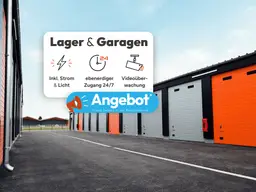 Erste Miete gratis bei 56 m² ! - Moderne 28-112m² Garagen und Lagerräume mit Strom zur Miete | Jederzeit kündbar