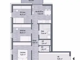 -8,5% Baustartaktion! 4-Zi.- Anlegerwohnung (71,04m²) mit Balkon - Grazer Stadtlage