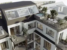 Luxuriöses Penthouse der Extraklasse 285,19 m² Gesamtfläche // Großzügige Dachterrasse mit Jacuzzi und spektakulärem Panoramablick über Wien.