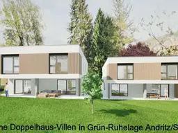 Moderne Doppelhaus-Villa mit Terrassen, Eigengarten und überdachtem Stellplatz in Grün-Ruhe-Lage - Graz-St.Veit