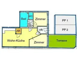 Provisionsfrei: kleine 3-Zimmerwohnung mit Terrasse und Autostellplatz bei LKH / Med-Uni
