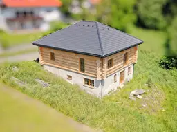 Rarität bei Friedberg: Kanadisches Holzblockhaus im Rohbau