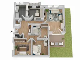 Renovierungsbedürftige 4-Zimmer Gartenwohnung mit guter Raumaufteilung