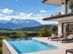 Panorama Baugrundstück in Hanglage mit bewilligter Bauprojektierung in Adnet