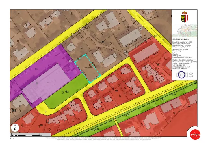 Parzelle ca. 700 m² Widmung - Bauland Ried