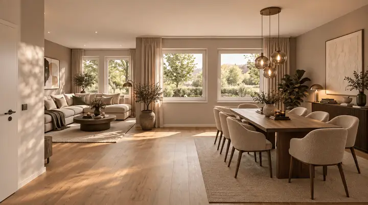 Wohn-, Esszimmer, Visualisierung