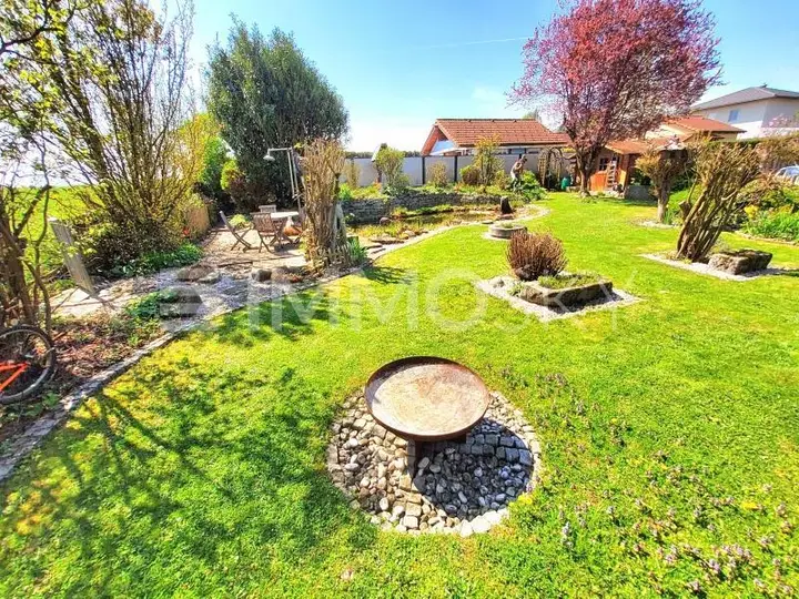 Garten Eden mit Baum und Strauchbestand