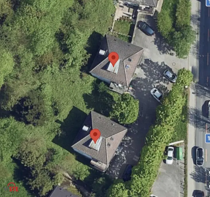 Luftbild mit Standormarkierung
