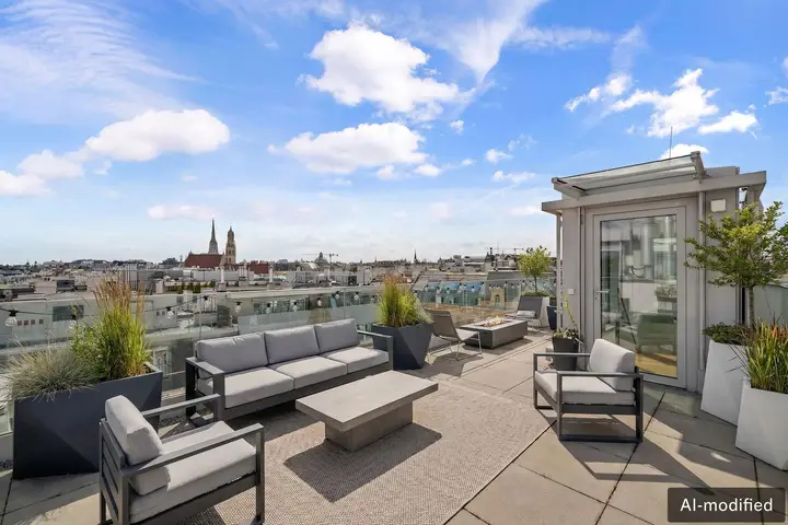 Dachterrasse digital eingerichtet
