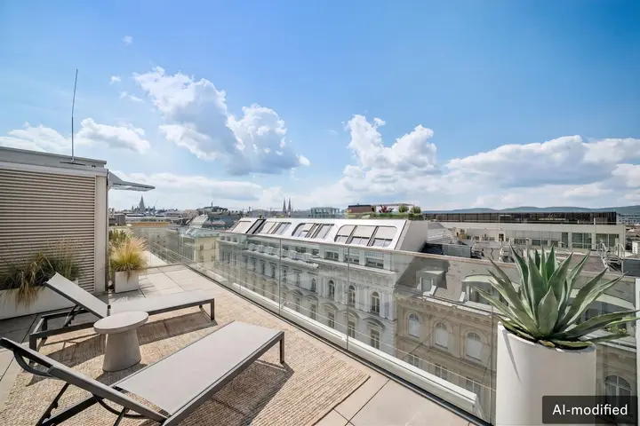 Dachterrasse mit KI Dekorationsvorschlag