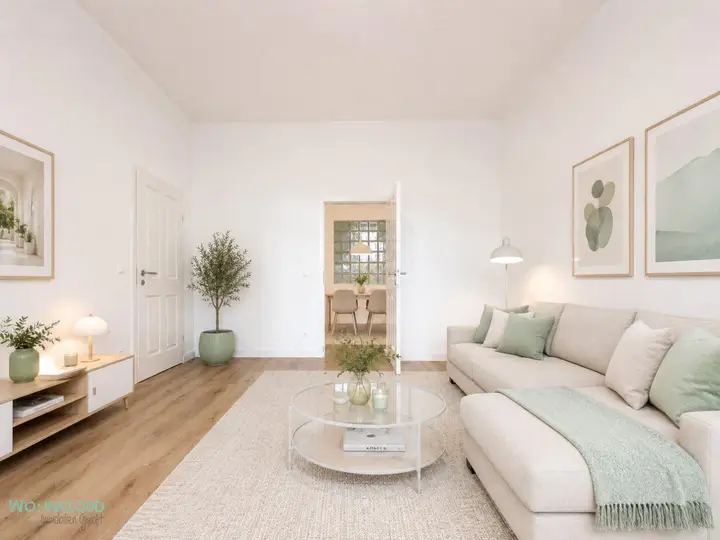 WOHNZIMMER EINRICHTUNGSBEISPIEL MIT KI BEARBEITET