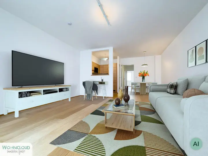 WOHNZIMMER EINRICHTUNGSBEISPIEL MIT KI BEARBEITET