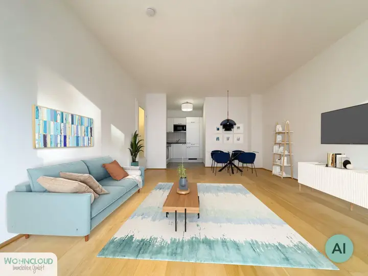 WOHNZIMMER EINRICHTUNGSBEISPIEL MIT KI BEARBEITET