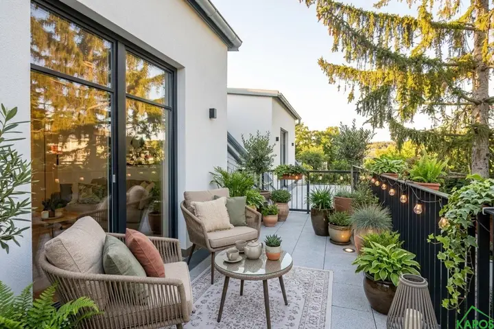 Terrasse mit Beispieleinrichtung