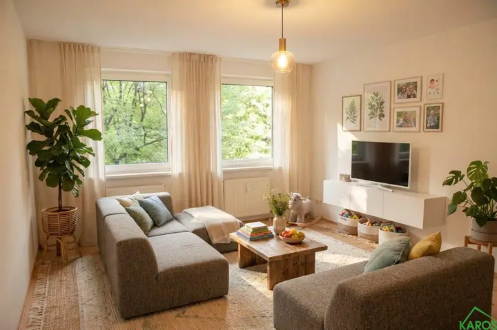 Wohnzimmer mit Beispielmöblierung