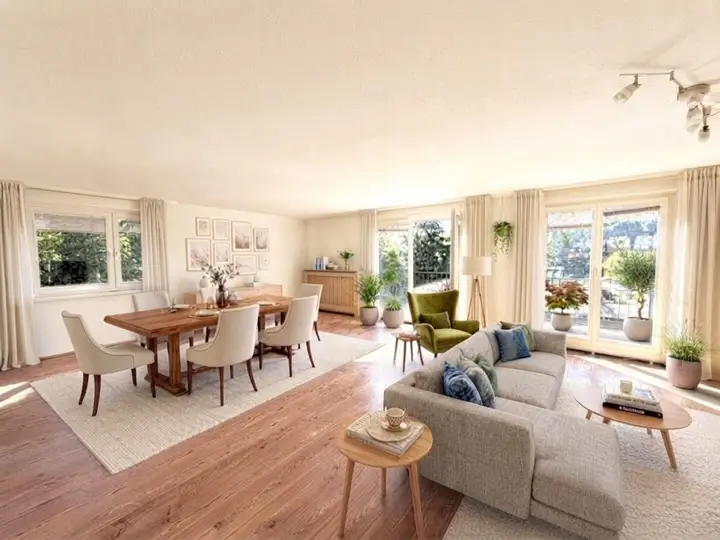 Wohnzimmer mit Sonnenterrasse