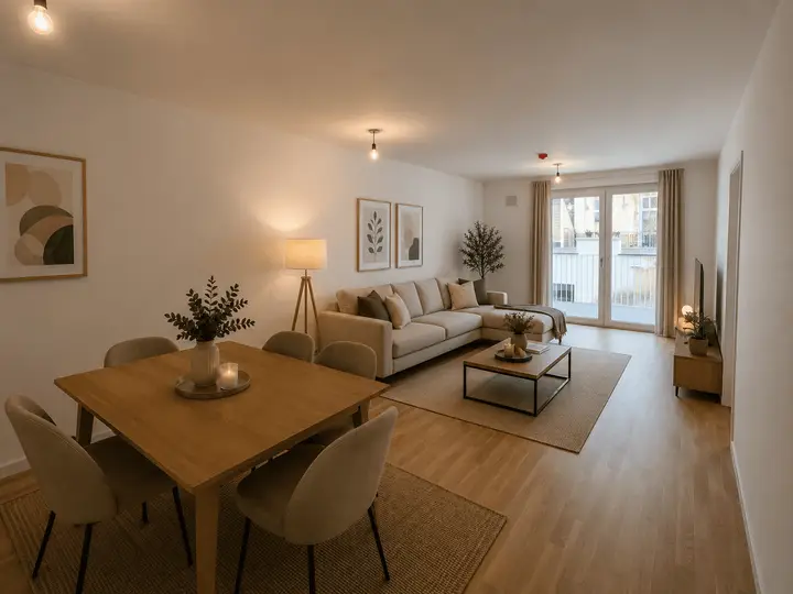 Wohnzimmer Staging KI