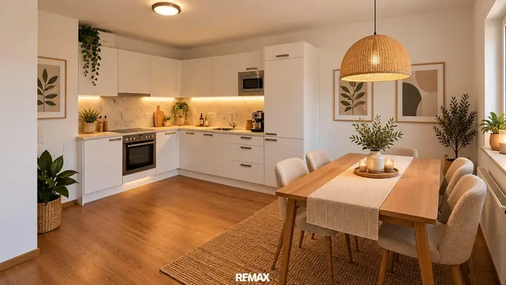 Wohnung 3 Dachgeschoss Küche Essplatz KI Optimiert