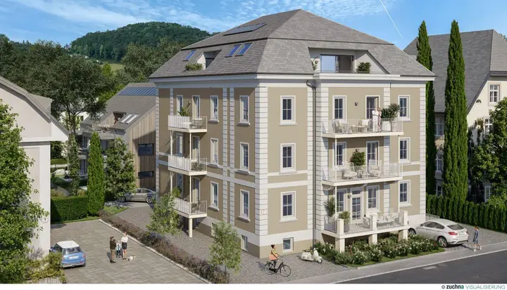 Ansicht -2 Zimmerwohnung mit Aufzug und Balkon in generalsanierter Ceconi-Villa Kauf Elisabeth-Vorstadt Salzburg