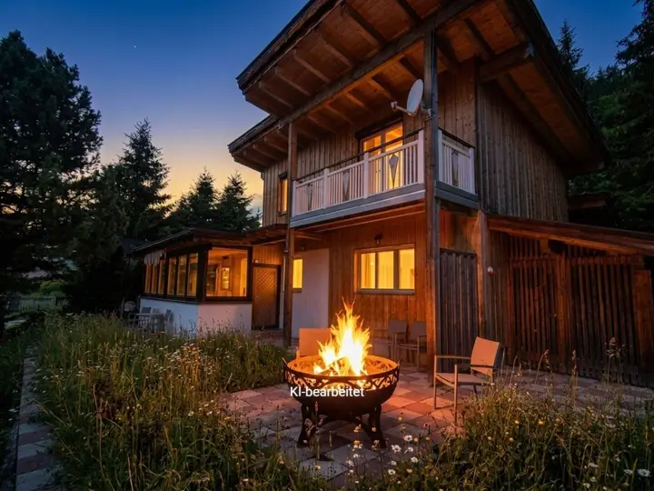 Haus mit Abendstimmung