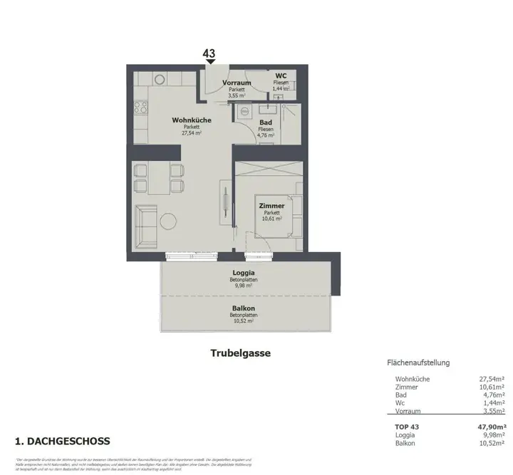 Grundriss TOP 43