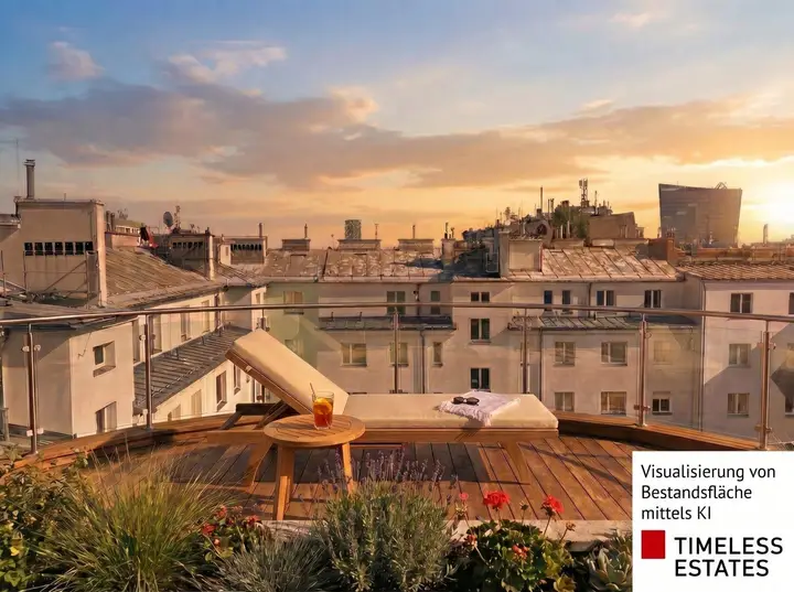 Sonnenuntergang auf der eigenen Dachterrasse