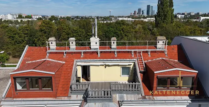 Wohnzimmer links, Dachterrasse, 1 Zimmer rechts