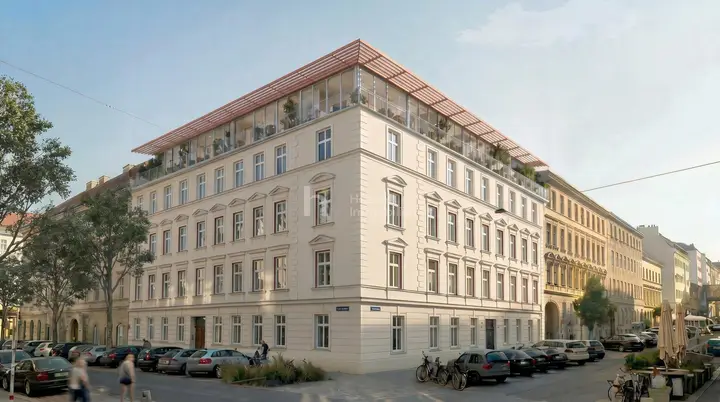 Wiener Altbau trifft neues Dachwohnen – Projektvisualisierung